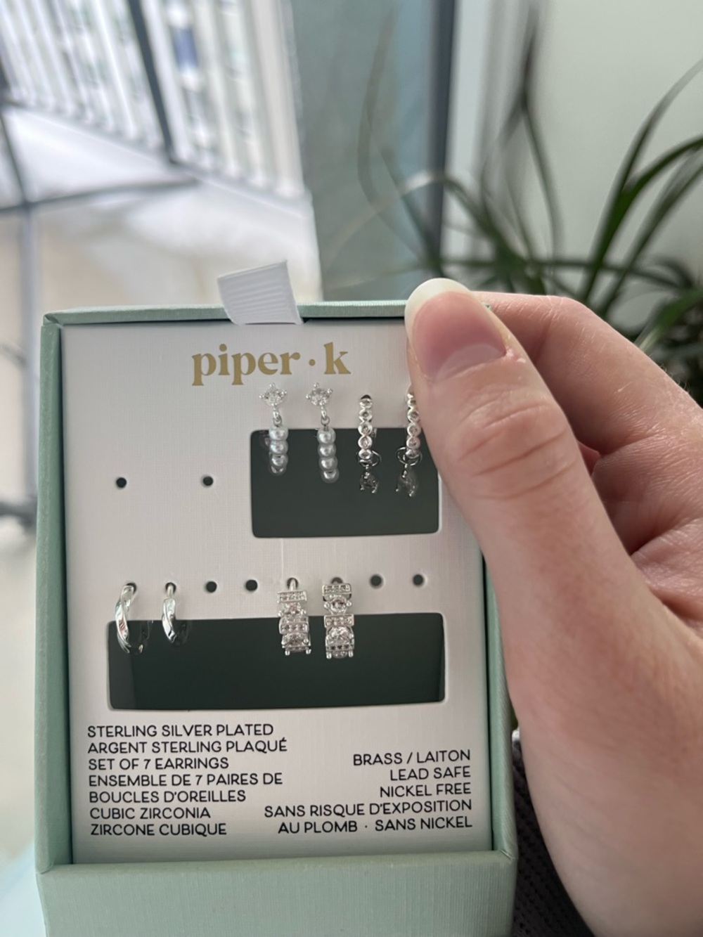 piper.k Sterling Silver Plated 4-Pair Earring Set in Silver -New